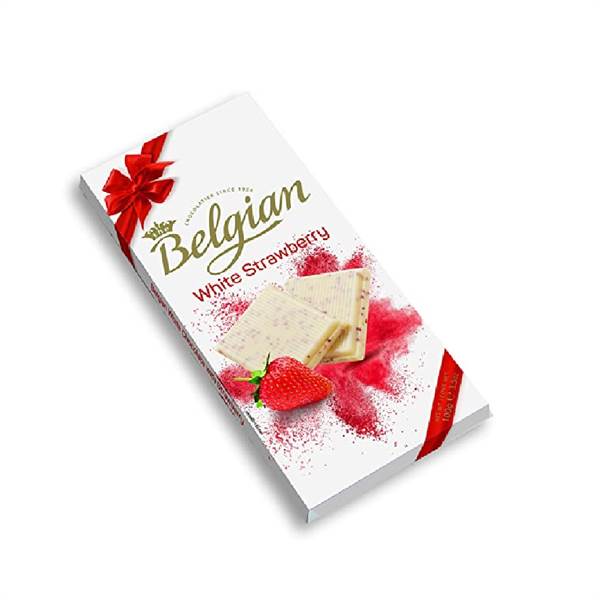 Belgian Dark White Strawberry Chocolate Bar Imported